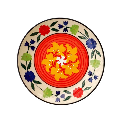 Nature Lover Gift | Red and Yellow Hibiscus Wall Plate | Floral Home Decor | buy online India | The Milestones Studio